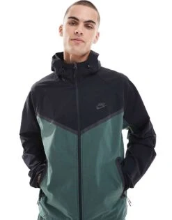 Nike Tech Woven Full Zip Jacket In Dark Green And Black For Men -Nike Sales Store 206616223 1 darkgreen 1