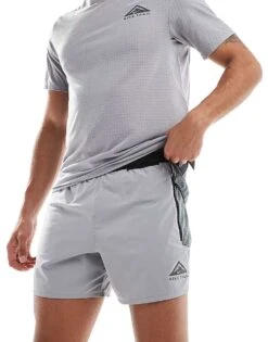 Nike Running Trail Dri-FIT Logo 5 Inch Shorts In Grey For Men -Nike Sales Store 206616421 1 grey 1