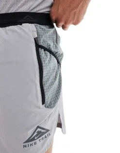 Nike Running Trail Dri-FIT Logo 5 Inch Shorts In Grey For Men -Nike Sales Store 206616421 3