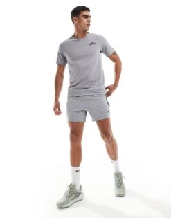 Nike Running Trail Dri-FIT Logo 5 Inch Shorts In Grey For Men -Nike Sales Store 206616421 5