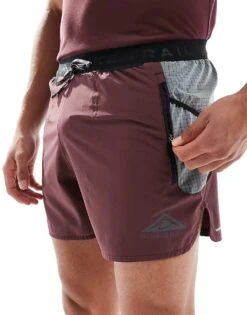 Nike Running Trail Logo 5 Inch Shorts In Burgundy For Men -Nike Sales Store 206616624 3
