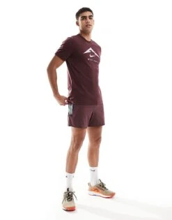 Nike Running Trail Logo 5 Inch Shorts In Burgundy For Men -Nike Sales Store 206616624 4