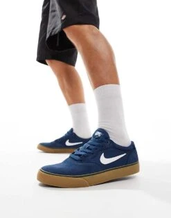 Nike SB Chron 2 Suede Trainers In Navy And Gum Sole For Men -Nike Sales Store 206618178 4
