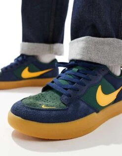 Nike SB Force 58 Suede Trainers In Navy And Yellow For Men -Nike Sales Store 206618240 5
