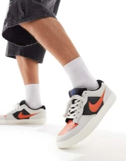 Nike SB Force 58 Premium Trainers In Grey, Black And Orange For Men -Nike Sales Store 206618254 5