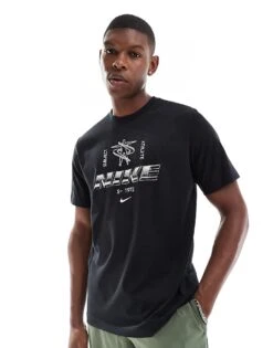 Nike Training Dri-FIT Metallic Graphic Logo T-shirt In Black For Men -Nike Sales Store 206621538 1 black 1