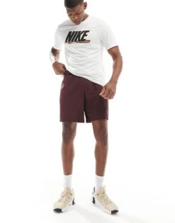 Nike Training Swoosh Graphic 7 Inch Shorts In Burgundy For Men -Nike Sales Store 206621579 3