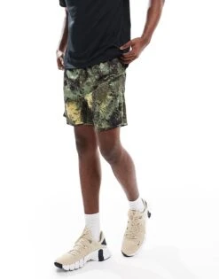 Nike Training Camo Print 7 Inch Shorts In Green For Men Mid Green -Nike Sales Store 206621610 3