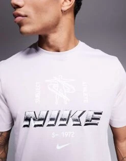 Nike Training Dri-FIT Metallic Graphic Logo T-shirt In Light Purple For Men Lilac -Nike Sales Store 206622108 2