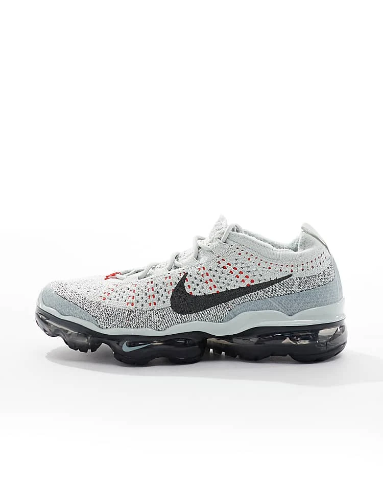 Nike Air Vapormax 2023 Flyknit Trainers In Silver And Red For Men 4 Nike Air Vapormax 2023 Flyknit Trainers In Silver And Red For Men - Image 2