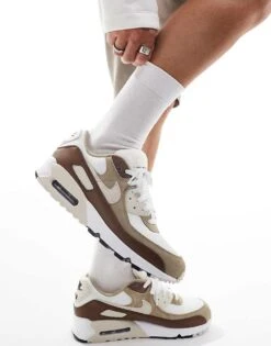 Nike Air Max 90 Trainers In White And Khaki For Men -Nike Sales Store 206622739 3