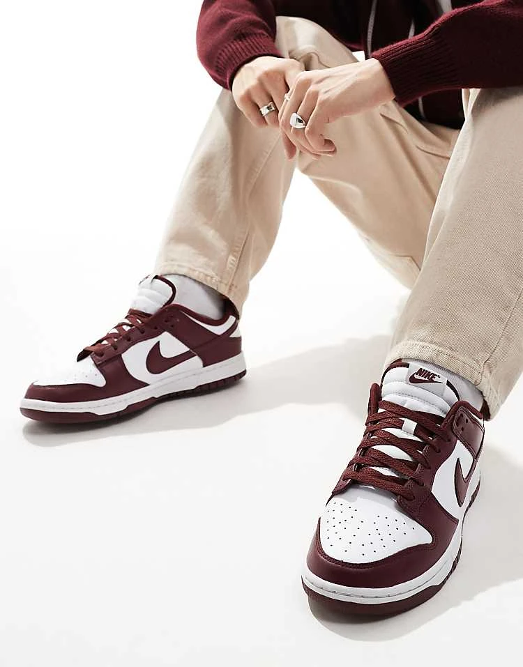 Nike Dunk Low Retro Trainers In Burgundy And White For Men Red 7 Nike Dunk Low Retro Trainers In Burgundy And White For Men Red - Image 5
