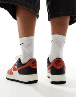 Nike Air Force 1 '07 LV8 Trainers In White, Orange And Black For Men -Nike Sales Store 206623142 3