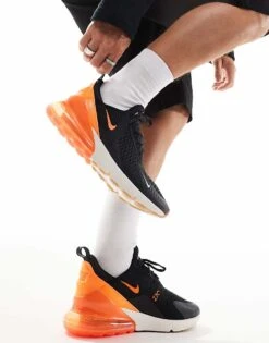 Nike Air Max 270 Trainers In Black, Orange And White For Men -Nike Sales Store 206623229 4