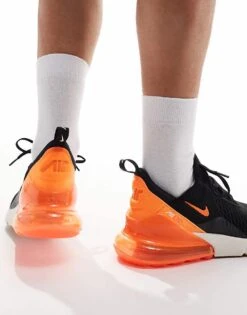 Nike Air Max 270 Trainers In Black, Orange And White For Men -Nike Sales Store 206623229 5