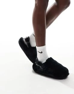 Nike Fluffy Calm Mules In Black For Unisex -Nike Sales Store 206630652 1 black 1