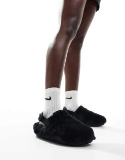 Nike Fluffy Calm Mules In Black For Unisex -Nike Sales Store 206630652 3