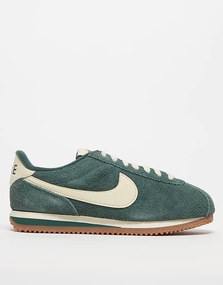 Nike Cortez Suede Trainers In Dark Green And Cream For Unisex 6 Nike Cortez Suede Trainers In Dark Green And Cream For Unisex - Image 4