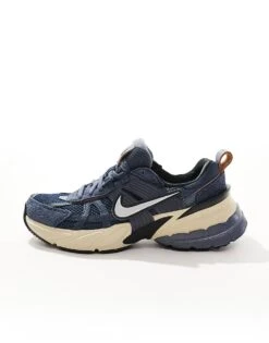 Nike V2K Run Unisex Trainers In Blue And Silver For Unisex Mid Blue -Nike Sales Store 206630925 3