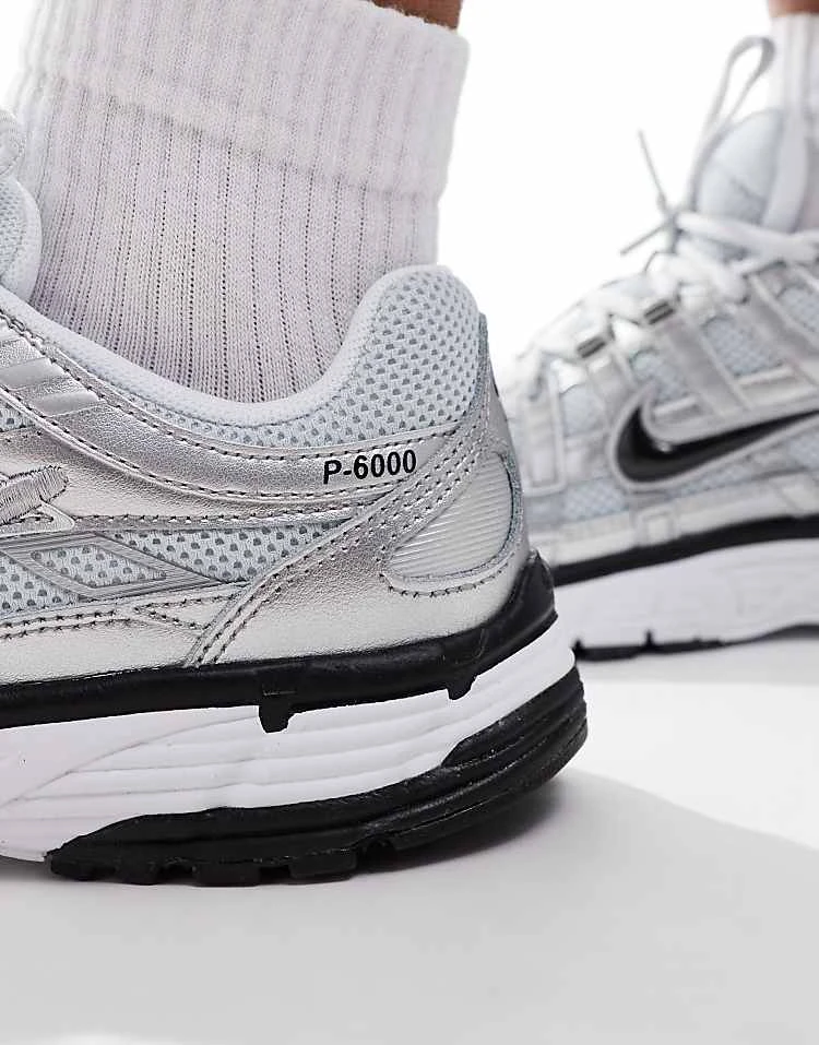 Nike P-6000 Unisex Trainers In Silver And Black For Unisex 7 Nike P-6000 Unisex Trainers In Silver And Black For Unisex - Image 5