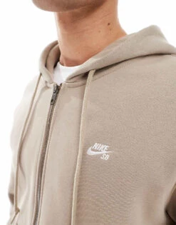 Nike SB Esssential Full Zip Hoodie In Khaki For Men -Nike Sales Store 206636669 3