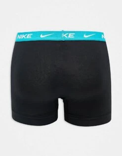 Nike Everyday Cotton Stretch 3 Pack Trunk With Coloured Waistband In Pastel Blue/black/blue For Men -Nike Sales Store 206879078 3