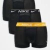 Nike Dri-Fit Ultra Comfort 3 Pack Trunk With Coloured Waistband In Gold/black/blue For Men -Nike Sales Store 206879082 1 black