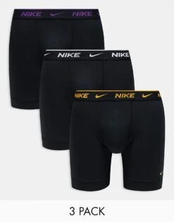 Nike Everyday Cotton Stretch 3 Pack Boxer Brief With Coloured Waistband In Black For Men -Nike Sales Store 206879093 1 black 1