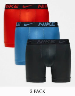 Nike Essential Microfibre 3 Pack Boxer Brief In Orange/blue/grey For Men Multi