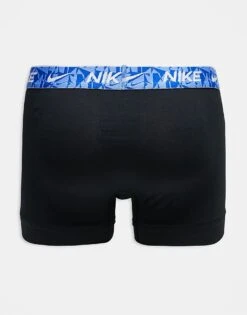 Nike Everyday Cotton Stretch 3 Pack Trunk With Coloured Waistband In Black/blue/green For Men -Nike Sales Store 206879142 3