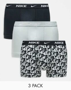 Nike Everyday Cotton Stretch 3 Pack Trunk In Grey/black/monochrome Print For Men Multi -Nike Sales Store 206879156 1 multi 1