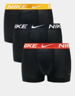 Nike Essential Microfibre 3 Pack Trunk With Coloured Waistband In Gold/red/black For Men -Nike Sales Store 206879184 1 black 1