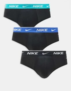 Nike Everyday Cotton Stretch 3 Pack Hip Brief With Coloured Waistbands In Blue/black/pastel Blue For Men -Nike Sales Store 206879191 1 black 1