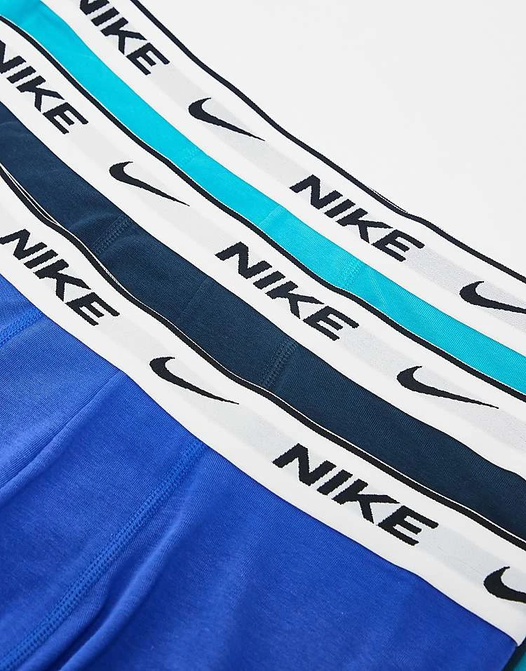 Nike Everyday Cotton Stretch 3 Pack Trunks With White Waistbands In Blue And Navy For Men 5 Nike Everyday Cotton Stretch 3 Pack Trunks With White Waistbands In Blue And Navy For Men - Image 3