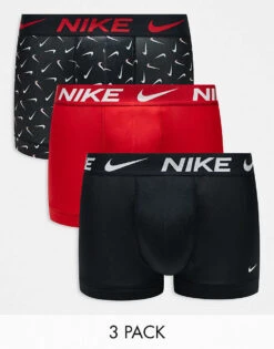 Nike Essential Microfibre 3 Pack Trunk In Swoosh Print/black/red For Men Multi -Nike Sales Store 206879219 1 multi 1