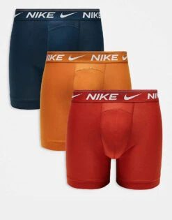 Nike Dri-Fit Ultra Comfort 3 Pack Boxer Brief In Red/orange/navy For Men Multi