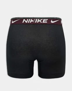 Nike Dri-Fit Ultra Comfort 3 Pack Boxer Brief With Coloured Waistband In Green/gold/burgundy For Men Black -Nike Sales Store 206879260 3