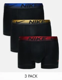Nike Essential Microfibre 3 Pack Trunk With Coloured Waistbands In Blue/red/gold For Men Black -Nike Sales Store 206879275 1 black 1