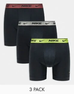 Nike Everyday Cotton Stretch 3 Pack Boxer Brief With Coloured Waistbands In Yellow/grey/brown For Men Black -Nike Sales Store 206879283 1 black 1