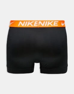 Nike Essential Microfibre 3 Pack Trunk With Coloured Waistbands In Orange/burgundy/green For Men Black -Nike Sales Store 206879297 3