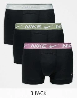 Nike Dri-Fit Ultra Comfort 3 Pack Trunk With Coloured Waistband In Green/black/plum For Men -Nike Sales Store 206879325 1 black 1