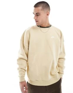 Nike Club Oversized Crew Sweatshirt In Beige For Men -Nike Sales Store 207009455 1 beige 1