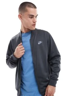 Nike Club Bomber Jacket In Dark Grey For Men