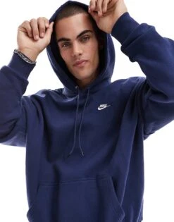 Nike Club Crew Hoodie In Navy For Men