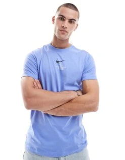 Nike Club Swoosh Graphic T-shirt In Light Blue For Men -Nike Sales Store 207009572 2