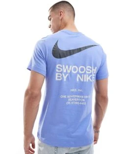 Nike Club Swoosh Graphic T-shirt In Light Blue For Men -Nike Sales Store 207009572 3