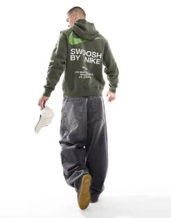 Nike Club Swoosh Graphic Backprint Hoodie In Khaki For Men -Nike Sales Store 207009636 1 khaki 1