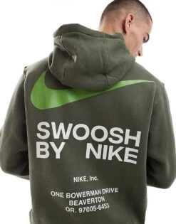Nike Club Swoosh Graphic Backprint Hoodie In Khaki For Men -Nike Sales Store 207009636 3
