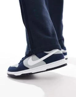 Nike Dunk Low Trainers In Navy And Grey For Men White -Nike Sales Store 207050014 4