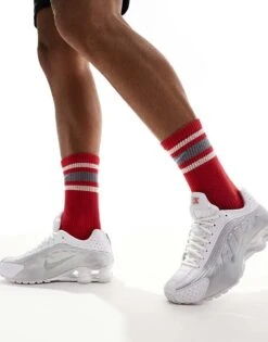 Nike Shox R4 Trainers In White And Metallic Silver For Men 12 Nike Shox R4 Trainers In White And Metallic Silver For Men -Nike Sales Store 207050249 5